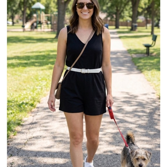 Universal Thread Pants - A new day Black Sleeveless Jumpsuit with pockets nwot ptp 22 with stretch